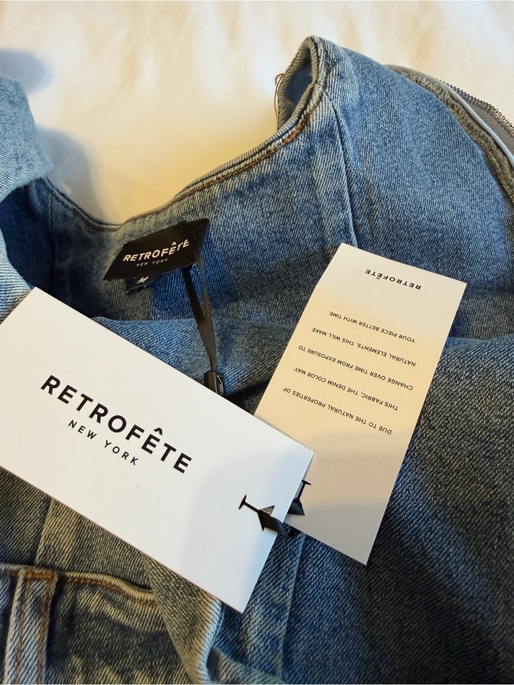 Retrofete Dawson Light Blue High-Rise Wide Leg Jeans with Bow-Strap Detail - Picture 5 of 7
